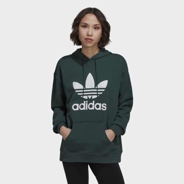 Sweat à Capuche Adidas Adicolor Trèfle Mode Vert Minéral