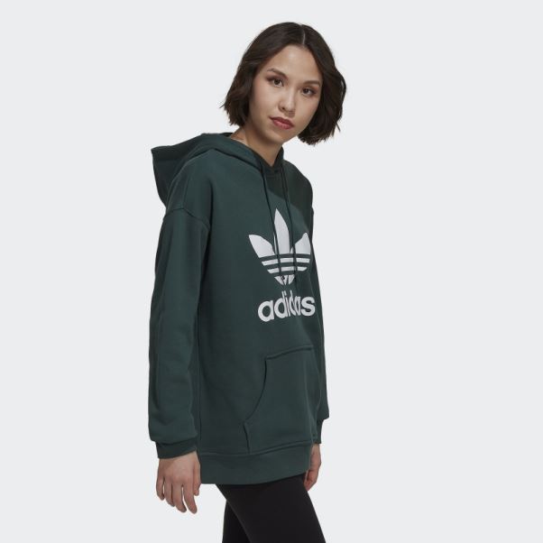 Sweat à Capuche Adidas Adicolor Trèfle Mode Vert Minéral
