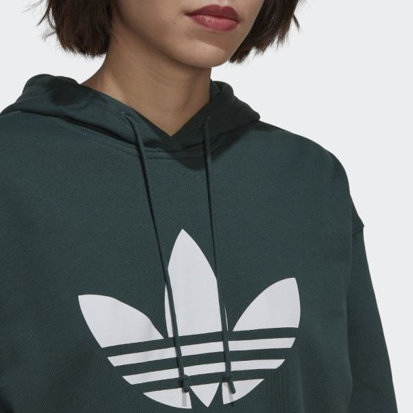 Sweat à Capuche Adidas Adicolor Trèfle Mode Vert Minéral