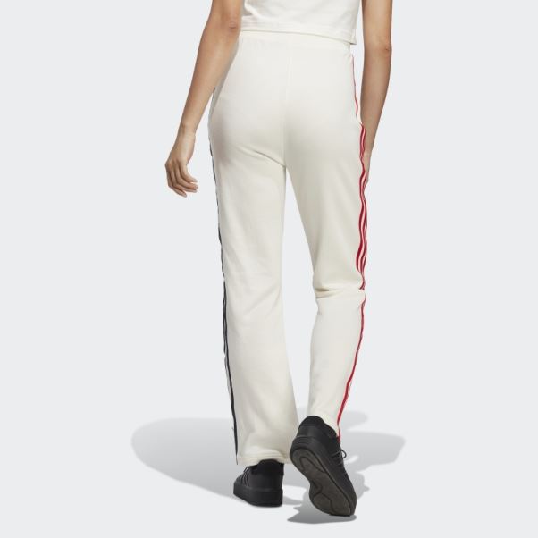 Pantalon De Jogging Taille Haute Blanc à 3 Bandes Avec Empiècements De Fleurs En Chenille Adidas