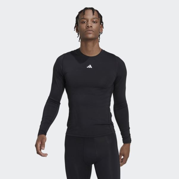 T-shirt à Manches Longues Adidas Techfit Training Noir