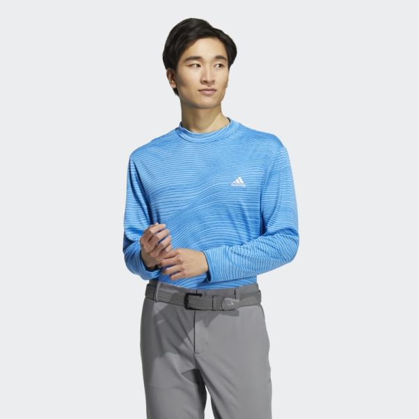 Chemise Adidas Made To Be Remade Col Cheminée Manches Longues Bleu