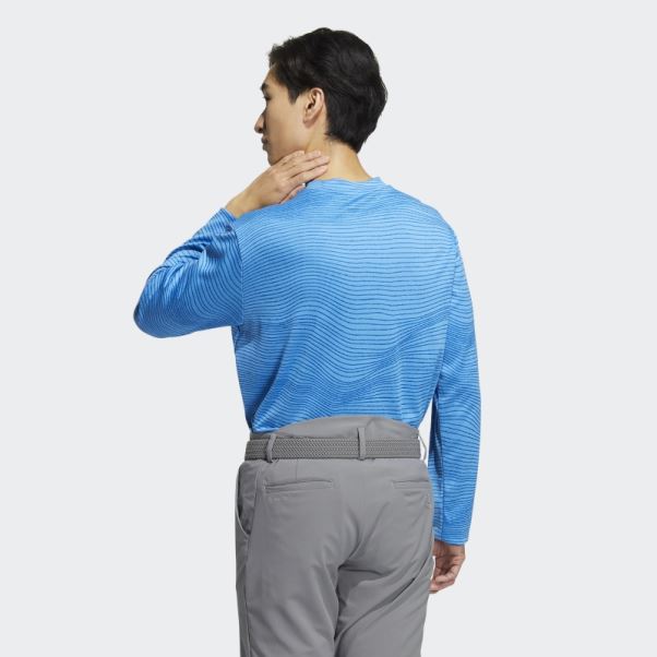 Chemise Adidas Made To Be Remade Col Cheminée Manches Longues Bleu