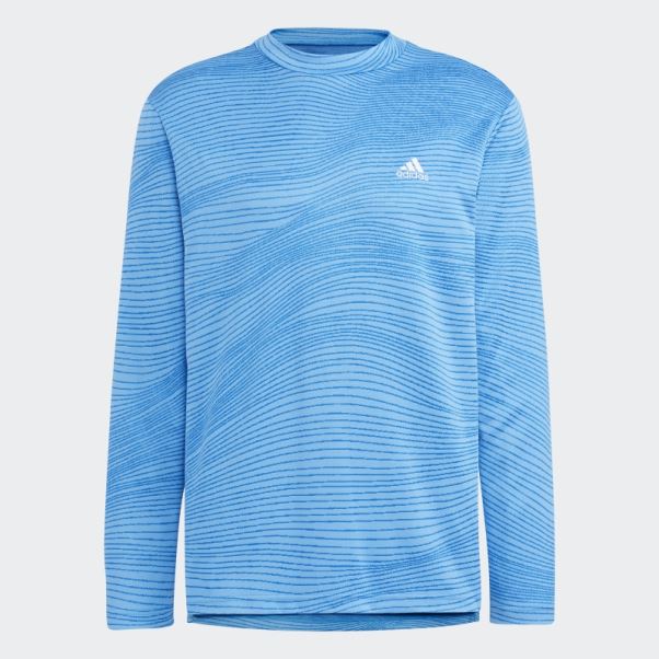 Chemise Adidas Made To Be Remade Col Cheminée Manches Longues Bleu