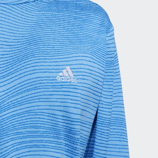 Chemise Adidas Made To Be Remade Col Cheminée Manches Longues Bleu