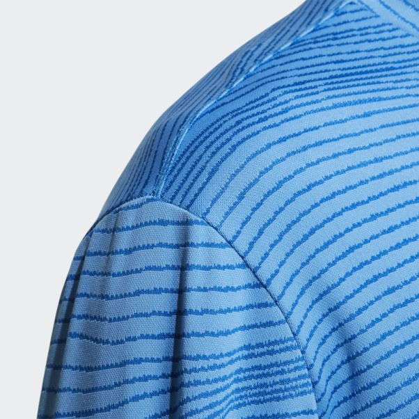 Chemise Adidas Made To Be Remade Col Cheminée Manches Longues Bleu
