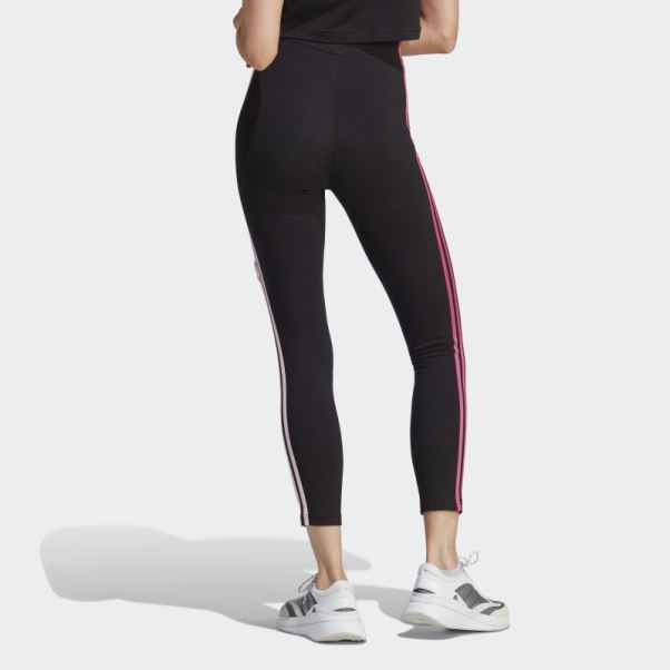 Legging Taille Haute En Coton Noir à 3 Bandes Avec Empiècements De Fleurs En Chenille Adidas