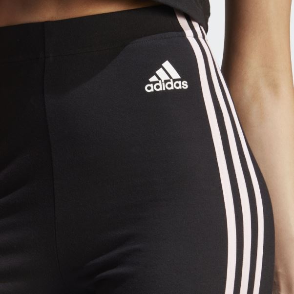 Legging Taille Haute En Coton Noir à 3 Bandes Avec Empiècements De Fleurs En Chenille Adidas