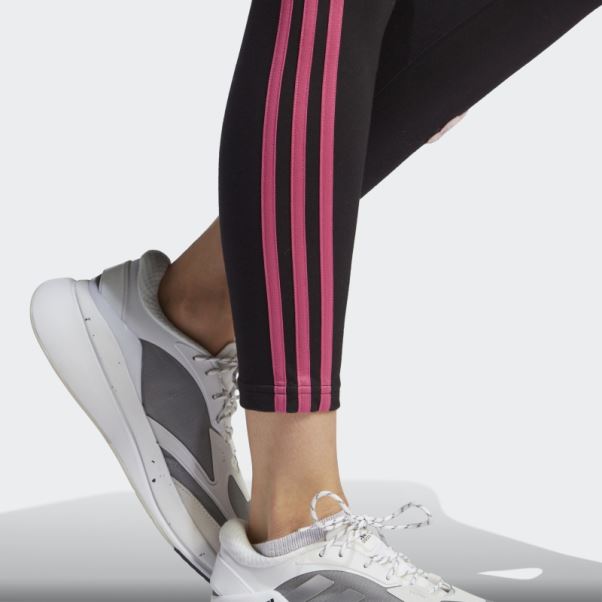 Legging Taille Haute En Coton Noir à 3 Bandes Avec Empiècements De Fleurs En Chenille Adidas