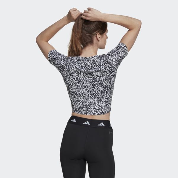 Crop Top D'entrainement Adidas Techfit Blanc