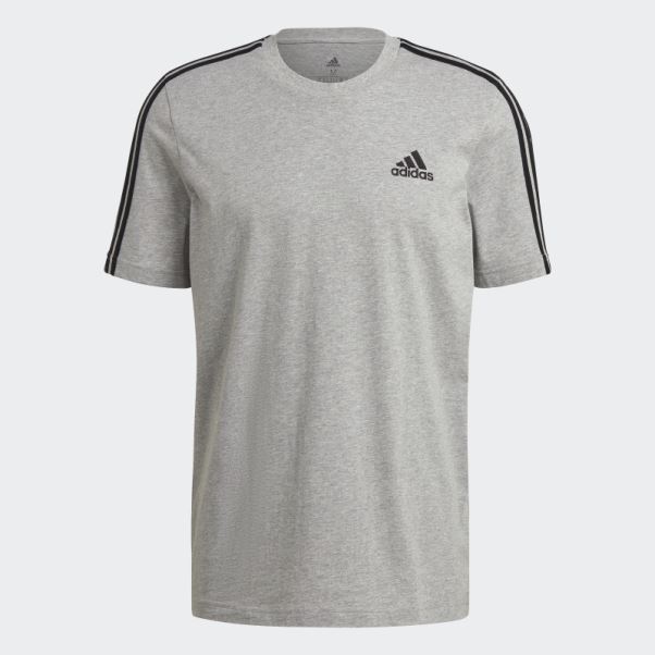 T-shirt Adidas Essentials Gris Moyen à 3 Bandes