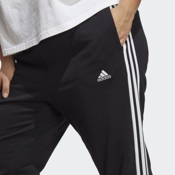 Pantalon De Jogging En Molleton à 3 Bandes Essentials Noir (grande Taille) Adidas