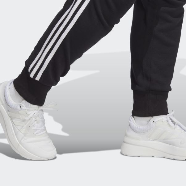 Pantalon De Jogging En Molleton à 3 Bandes Essentials Noir (grande Taille) Adidas