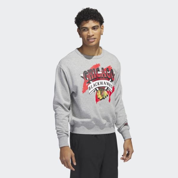 Sweat à Capuche Vintage Blackhawks Gris Moyen Adidas
