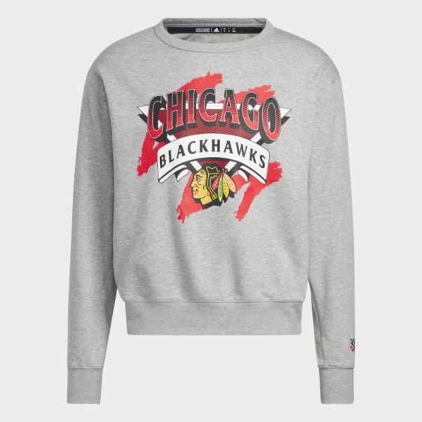 Sweat à Capuche Vintage Blackhawks Gris Moyen Adidas