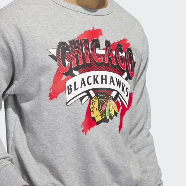 Sweat à Capuche Vintage Blackhawks Gris Moyen Adidas