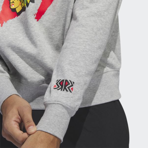 Sweat à Capuche Vintage Blackhawks Gris Moyen Adidas