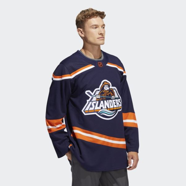 Maillot Adidas Bleu Marine 09 Ccm-sld Islanders Reverse Retro Wordmark Authentique