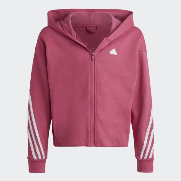 Future Icon Sweat à Capuche Zippé à 3 Bandes Adidas Fuchsia