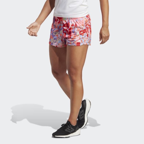 Pacer Aeroready Train Essentials Minimal Branding Short à Imprimé Fleuri Adidas Corail