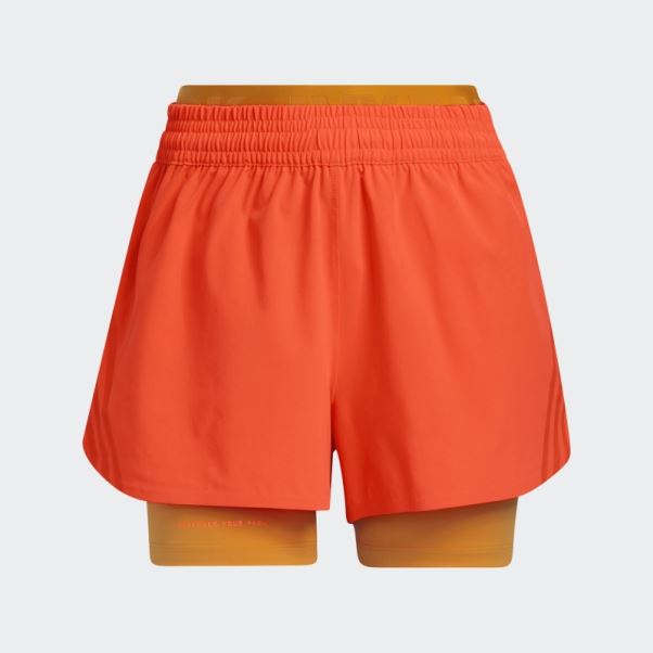 Short Deux En Un Orange Adidas