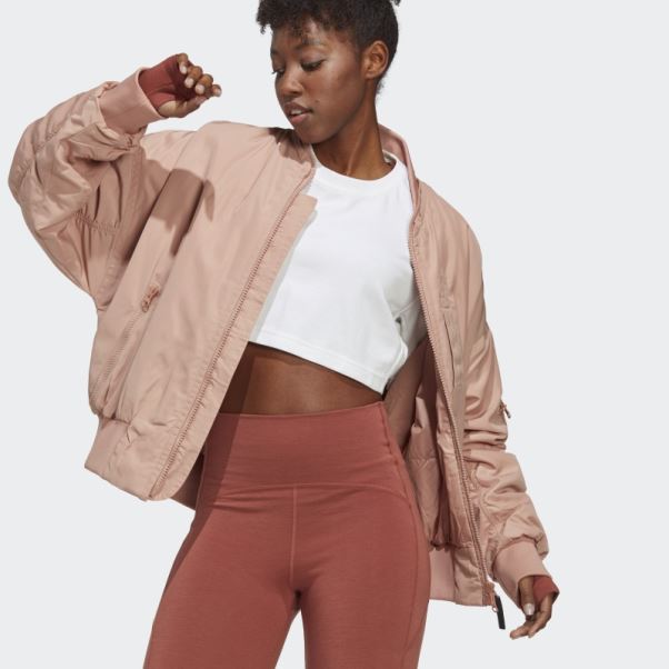Amande Douce Adidas By Stella Mccartney Veste Bomber Tissée Chaud