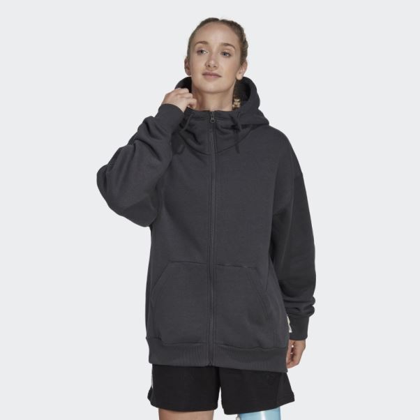 Sweat à Capuche Zippé En Polaire Studio Lounge Adidas Carbone