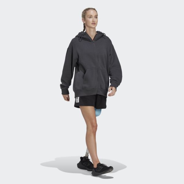 Sweat à Capuche Zippé En Polaire Studio Lounge Adidas Carbone