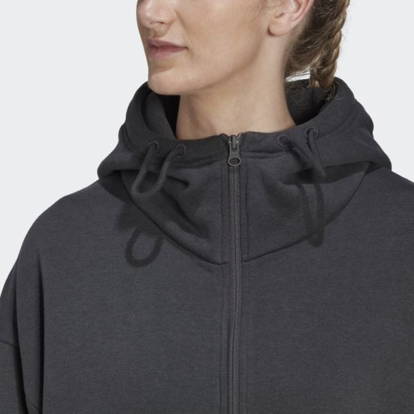 Sweat à Capuche Zippé En Polaire Studio Lounge Adidas Carbone