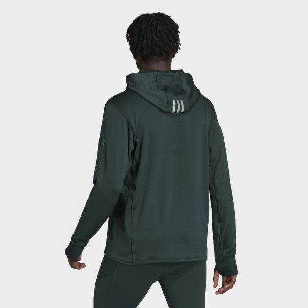 Adidas Polaire X-city Running Sweat à Capuche Vert Chaud