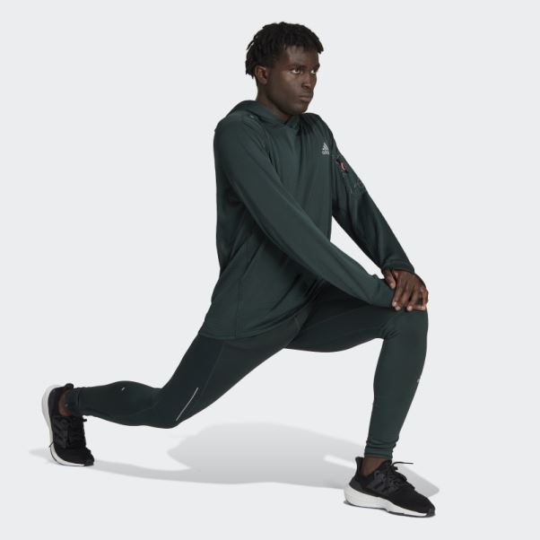 Adidas Polaire X-city Running Sweat à Capuche Vert Chaud
