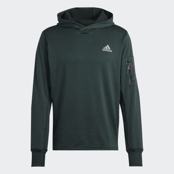 Adidas Polaire X-city Running Sweat à Capuche Vert Chaud