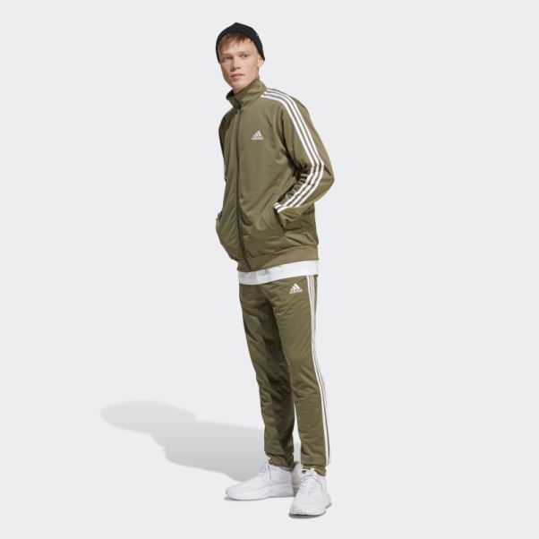 Survetement Basique En Tricot 3 Bandes Olive Adidas