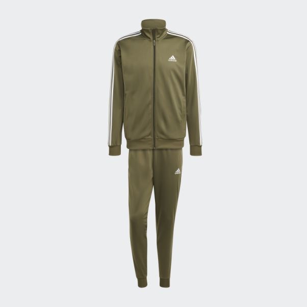 Survetement Basique En Tricot 3 Bandes Olive Adidas