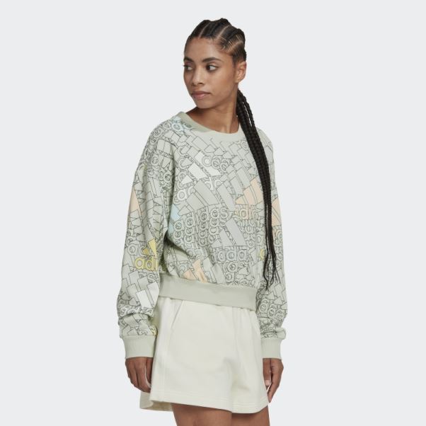 Sweat Crop Logo Essentials Multicolore Vert Adidas