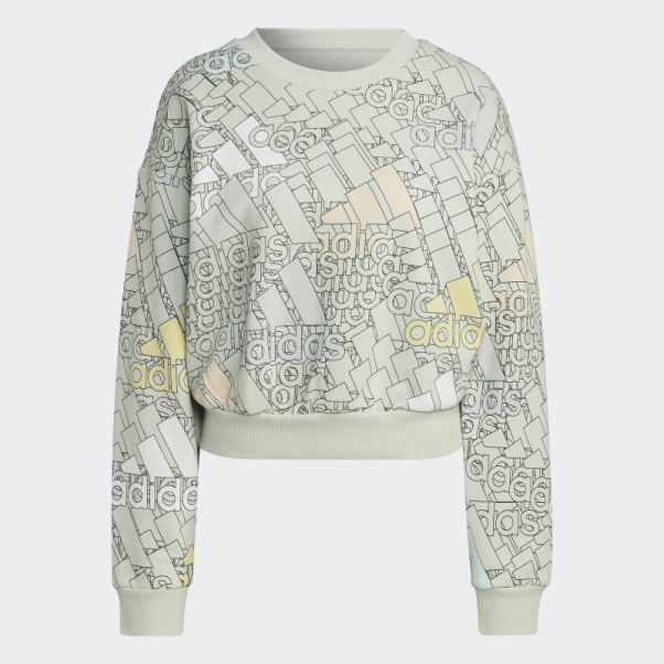 Sweat Crop Logo Essentials Multicolore Vert Adidas