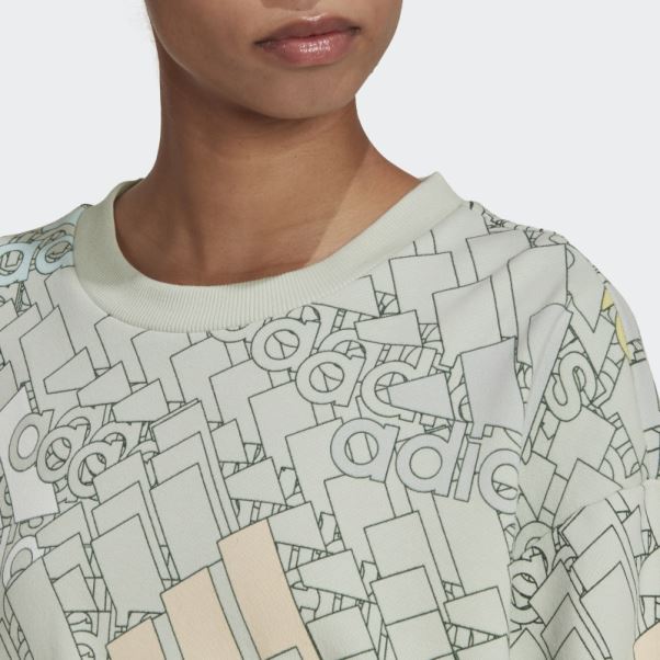 Sweat Crop Logo Essentials Multicolore Vert Adidas