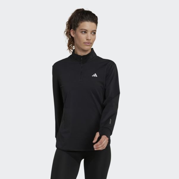 Adidas Techfit Aeroready Warm Maillot D'entraînement à Quart De Zip Noir
