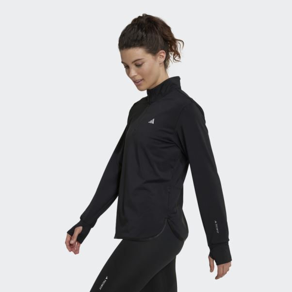Adidas Techfit Aeroready Warm Maillot D'entraînement à Quart De Zip Noir