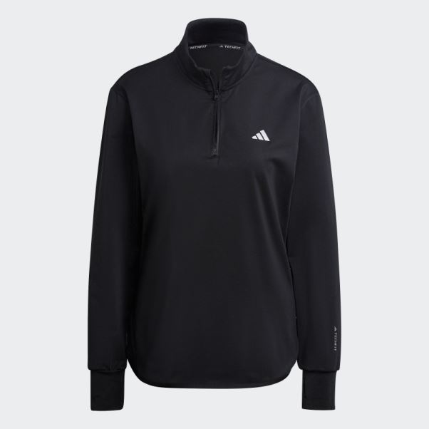 Adidas Techfit Aeroready Warm Maillot D'entraînement à Quart De Zip Noir
