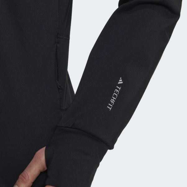 Adidas Techfit Aeroready Warm Maillot D'entraînement à Quart De Zip Noir
