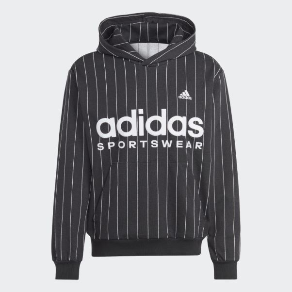 Adidas Sweat à Capuche Noir En Polaire à Fines Rayures
