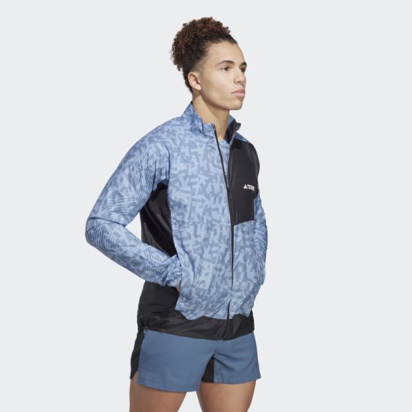 Veste Coupe-vent Terrex Trail Running Adidas Bleu Aube