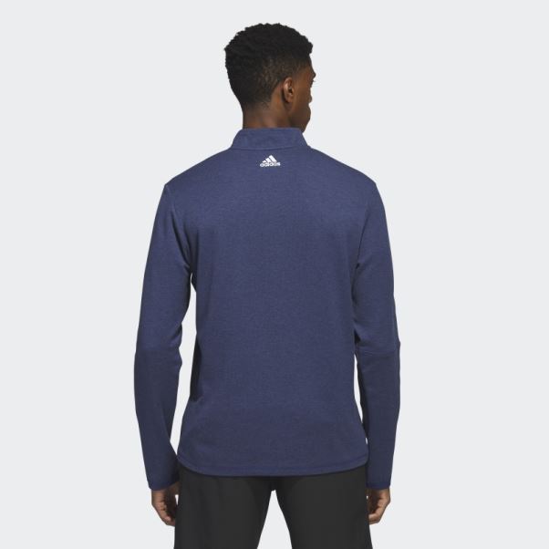 Pull Quart De Zip 3 Bandes Bleu Marine Adidas