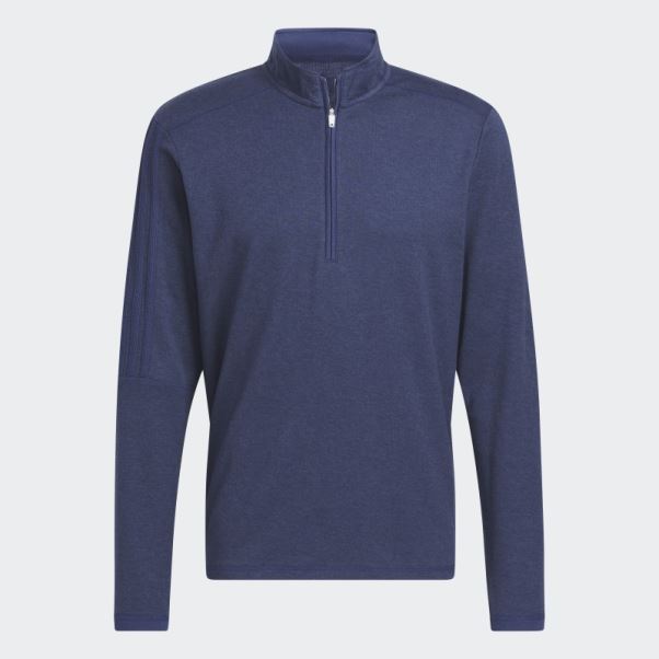 Pull Quart De Zip 3 Bandes Bleu Marine Adidas