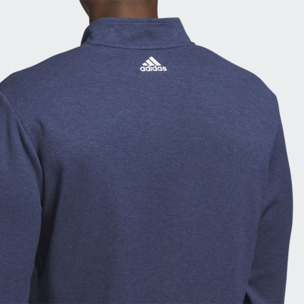 Pull Quart De Zip 3 Bandes Bleu Marine Adidas