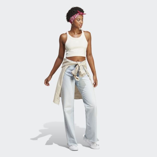 Débardeur Court Adicolor Classics 3 Bandes Blanc Adidas