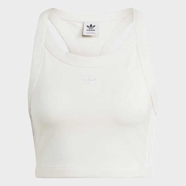 Débardeur Court Adicolor Classics 3 Bandes Blanc Adidas