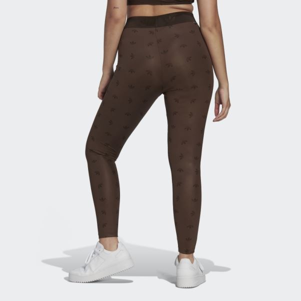Adidas Legging Taille Haute 7/8 Imprimé Allover Marron