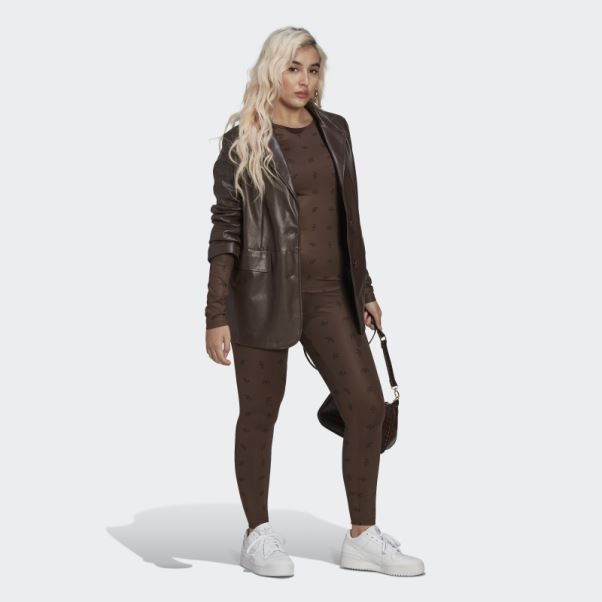 Adidas Legging Taille Haute 7/8 Imprimé Allover Marron